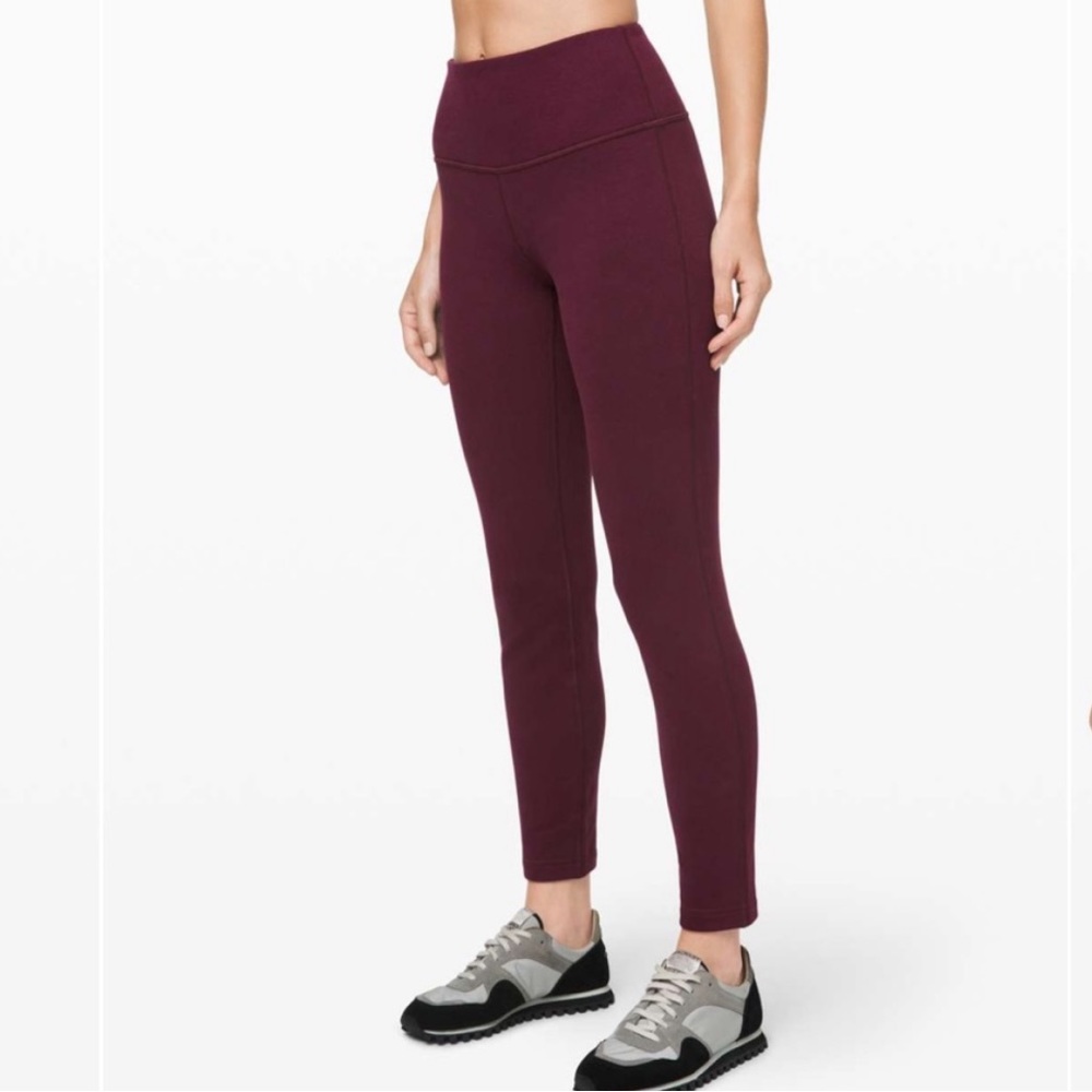 Lululemon Fleece Lined Wunder Under Lounge Pant Legging Cassis/Merlot/Dark Adobe